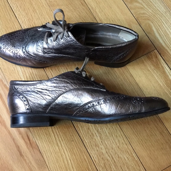 Brighton Eden gold Metallic 10 M Flats WingTip - Picture 3 of 6